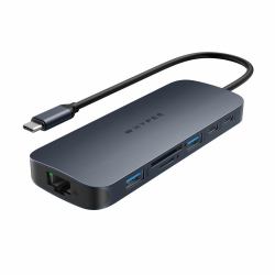 HYPER HD4005GL interface hub USB 3.2 Gen 1 [3.1 Gen 1] Type-C 10000 Mbit/s Blue, Grey (HyperDrive EcoSmart Gen.2 - Universal USB-C 10-in-1 Hub w - 140 W PD3.1 Power Pass-thru - Warranty: 24M)