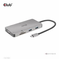 CLUB3D USB Gen1 Type-C 9-in-1 hub with HDMI, VGA, 2x USB Gen1 Type-A, RJ45, SD/Micro SD card slot...