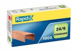 Rapid Staples Standard 24/6 Copper coated Box of 1000 (Rapid hÃ¦fteklammer Standard 24/6 t/20)
