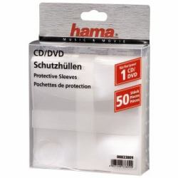 Hama CD/DVD Protective Sleeves, Pack of 50 50 discs Transparent (Hama CD/DVD lomme)