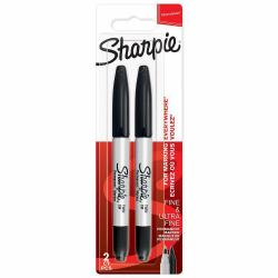 Sharpie Permanent Marker Pack of 12 Twin packs Black Twin Tip Permanent Markers