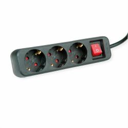 Power Strip, 3x, with Switch, - black, 10m - Warranty: 12M