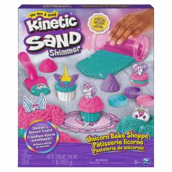 Kinetic Sand Shimmer, Unicorn Bake Shoppe Playset, 16oz [Shimmer Teal and Pink Neon], 8 Unicorn Tools, Sensory Toys for Kids Ages 3 and up (Spin Master Kinetic Sand - Unicorn Bac)