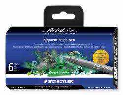 Staedtler Pigment Arts Brush Pen Greens & Turquoises felt pen Green, Turquoise 6 pc[s] (Staedtler Pigment Arts Brush Pen Green)
