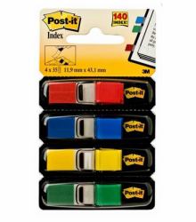 3M 7000144923 index card Blue, Green, Red, Yellow 140 pc[s] (Post-itÂ® Index Flags Small Yellow Red Blue and Green 11.9 mm x 43.2 mm 35 Flags/Dispenser 4 Dispensers/Pack)