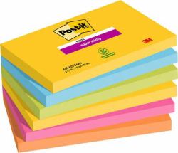 3M 7100242804 note paper Rectangle Blue, Green, Orange, Pink, Yellow 90 sheets Self-adhesive (Post-itÂ® Super Sticky Notes Carnival Colour Collection 76 mm x 127 mm 90 Sheets/Pad 6 Pads/Pack 100%...