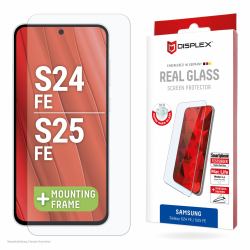 E.V.I. Screen Protector [10H] for Samsung Galaxy S25 FE/S24 FE, Eco Mounting Frame, scratch resistant (DISPLEX REAL GLASS - SAMSUNG GALAXY S25 FE)