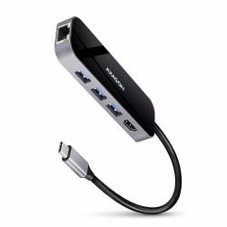 Axagon HMC-6GL USB 3.2 Gen 1 hub, 3x USB-A, HDMI 4k/30Hz, RJ-45, PD 100W, 20cm USB-C cable 