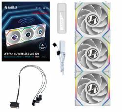Lian Li UNI FAN SL Wireless LCD 120 Reverse Blade Computer case 12 cm White 3 pc[s] (Lian Li UNI FAN SL WIRELESS LCD Reverse Flow 120mm Triple Pack - White)