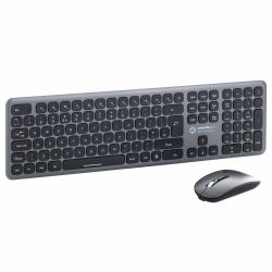 connektgear KB238 Wireless Multimedia UK Layout Keyboard & 5 Button Optical Mouse - Silver With B...