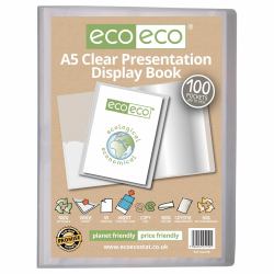 eco eco A5 50% Recycled Clear 100 Pocket Presentation Display Book