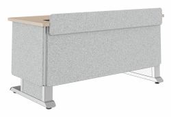 Middle Atlantic Products Forum™ Lectern, 60" Wide, Electrically Height Adjustable, Wilsonart® Kensington Maple, Magnesium Powdercoat, Silver Gray Felt with Power for France (FM LECTERN 6027 HTAD...