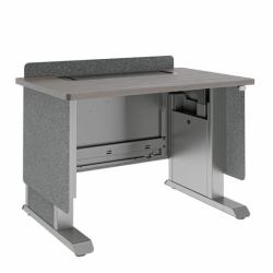 Middle Atlantic Products Forum™ Lectern, 42" Wide, Electrically Height Adjustable, Wilsonart® Asian Night, Graphite Powdercoat, Charcoal Gray Felt with Power for Switzerland (FM LECTERN 4227 HTA...