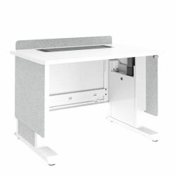 Middle Atlantic Products Forum™ Lectern, 42" Wide, Electrically Height Adjustable, Wilsonart® Designer White, White Powdercoat, Silver Gray Felt with Power for Switzerland (FM LECTERN 4227 HTADJ...