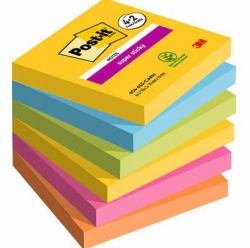 Post-It 7100259230 note paper Square Blue, Green, Orange, Pink, Yellow 90 sheets Self-adhesive (Post-it Pack of 6 Super Sticky Notes 76x76mm 90 Sheets Carnival Colours)