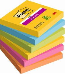 Post-It 7100265522 note paper Square Blue, Green, Orange, Pink, Yellow 90 sheets Self-adhesive (Post-it Pack of 6 Super Sticky Notes Carnival Colour 76x76 mm 90 Sheets)