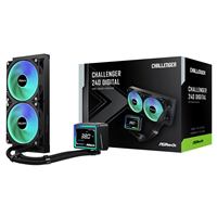 ASRock Challenger 240 Digital AIO Liquid CPU Cooler, 240mm Radiator, Dual 120mm PWM ARGB Fans, 3" Digital Display, Intel LGA1700/1851 & AMD AM5/AM4 Compatible