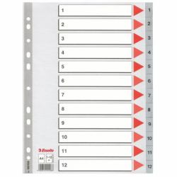 Esselte Index 1-12 PP A4 Grey (Esselte register PP A4 1-12 grÃ¥)