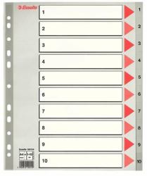 Esselte 100124 tab index Numeric tab index Polypropylene [PP] Grey, Red, White (Esselte register PP A4 maxi 1-10 grÃ¥)