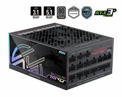 MSI MPG Ai1300TS PCIE5 power supply unit 1300 W 24-pin ATX ATX Black (MSI 1300W TITANIUM F/M MPG AI1300TS PCIE)