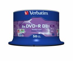 Verbatim DVD+R Double Layer 8x Matt Silver 50pk Spindle (Verbatim DVD+R Double Layer 8.5GB 8X Matt Silver 50 Spindle)