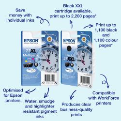 Epson Alarm clock Singlepack Yellow 27 DURABrite Ultra Ink (OEM Epson C13T27044012 [27] Ink Cartridge Yellow 300 Pages 3.6ml)