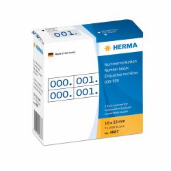 HERMA Number labels duplicate numbers self-adhesive 10x22 mm blue printed, 0-999 (HERMA Nummernetik. doppelt selbstkl. 1)