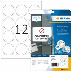HERMA Removable labels A4 Ø 60 mm round white Movables/removable paper matt 300 pcs. 