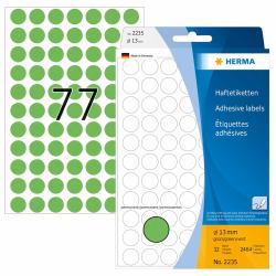 HERMA Multi-purpose labels/colour dots Ø 13 mm round green paper matt hand inscription 2464 pcs. (HERMA - etiketter - 2464 etikette[r] -)