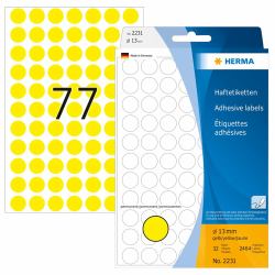 HERMA Multi-purpose labels/colour dots Ø 13 mm round yellow paper matt hand inscription 2464 pcs. (HERMA - etiketter - 2464 etikette[r] -)