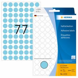 HERMA Multi-purpose labels/colour dots Ø 13 mm round blue paper matt hand inscription 2464 pcs. (HERMA - etiketter - mat - 2464 etikett)