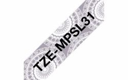 Brother TZE-MPSL31 label-making tape Black on silver (BROTHER PTOUCH RIBBON 12MM X 4M BLACK ON SILVER)