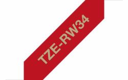 Brother TZE-RW34 label-making tape Gold on red (TZE-RW34 LAMINATED TAPE,Genuine Ribbon Tape Cassette â Gold on Wine Red, 12mm wide)
