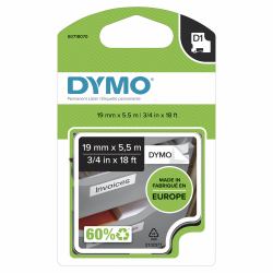 DYMO D1 High-Performance Permanent Polyester Labels | 19 mm x 5.5m Roll | Black Print on White | ...