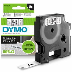 DYMO Authentic D1 Labels | Black Print on White Tape | 12 mm x 7 m | Self-Adhesive Labels for LabelManager Label Makers | Made in Europe (D1-TAPE 12MM X 7M - BLACK ON WHITE)