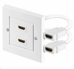 Microconnect HDMWALL2 socket-outlet HDMI White (HDMI Wall socket 2 port white - 3D, HDCP, High speed. - with Gold-Plated contacts, shielded - Warranty: 300M)